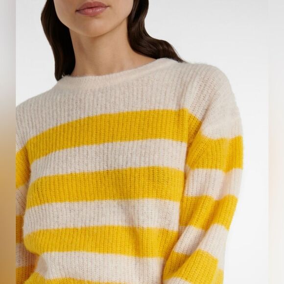 A.P.C. Lia Yellow-Stripe Pullover Sweater Sz M Alpaca-Wool-Blend Paris - Picture 2 of 8